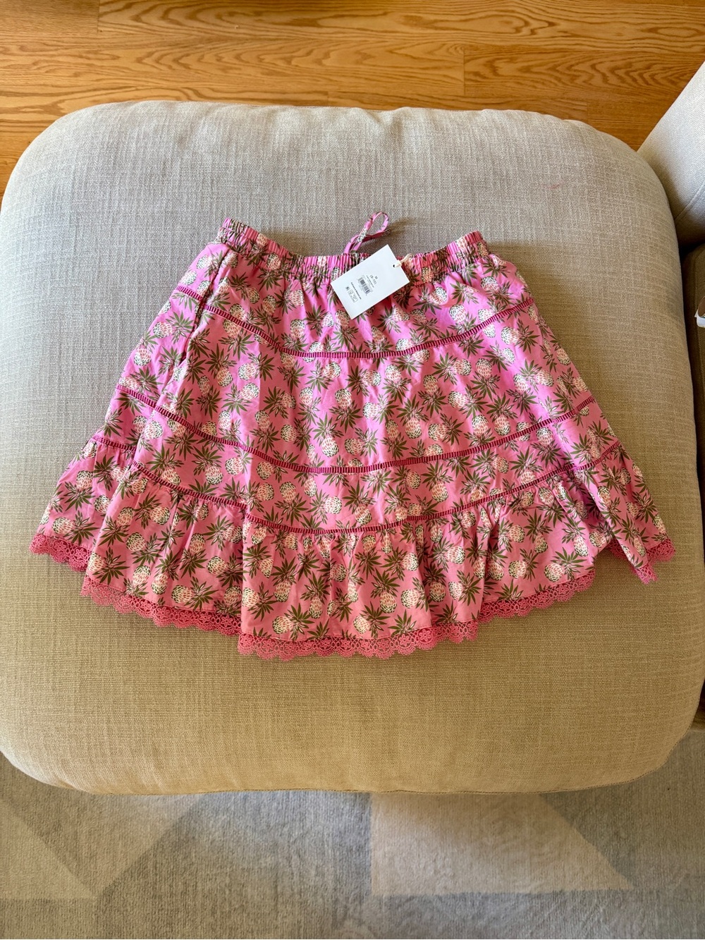 Woman Within Pink Floral Ruffled Mini Skirt